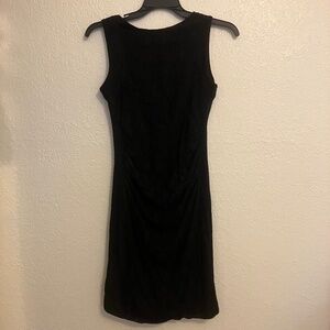 Lapis Dress Sleeveless Ruched w/Lace Round Neckline Women's Black - Size L